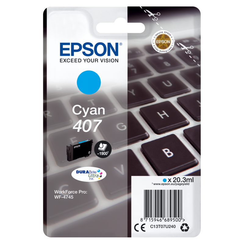Epson T07U2 Tintapatron Cyan 20,3ml No.407