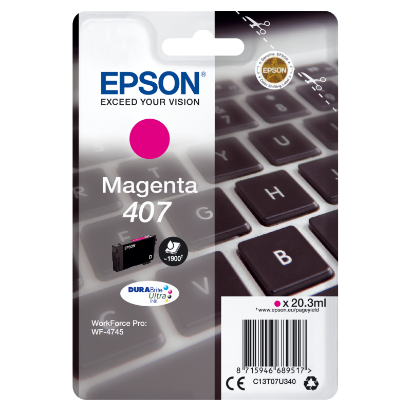 Epson T07U3 Tintapatron Magenta 20,3ml No.407
