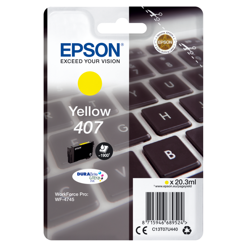 Epson T07U4 Tintapatron Yellow 20,3ml No.407