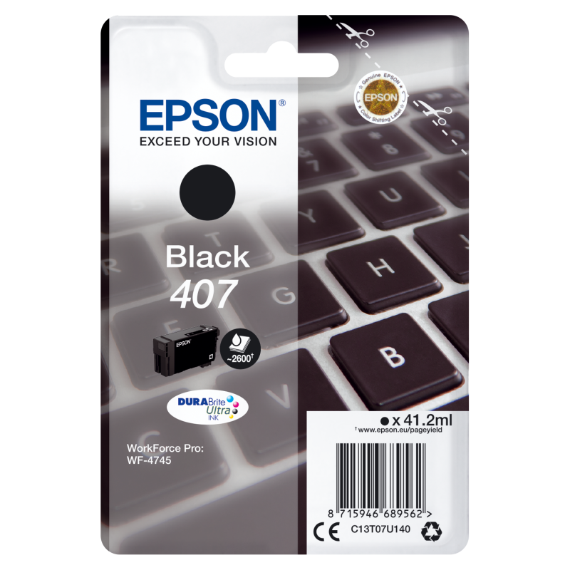 Epson T07U1 Tintapatron Black 41,2 ml No.407