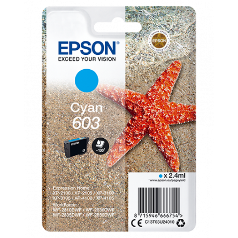Epson T03U2 Tintapatron Cyan 2,4ml No.603