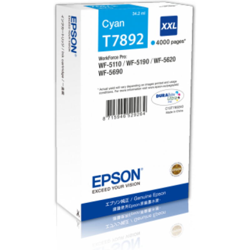 Epson T7892 Tintapatron Cyan 4.000 oldal kapacitás