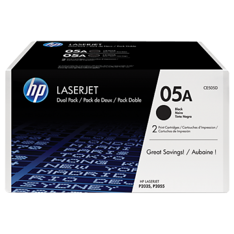 HP CE505D Toner Black 2*2.300 oldal kapacitás No.05A